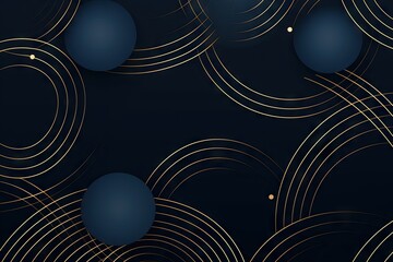 seamless pattern style lines with golden circles on navy blue background Generative AI