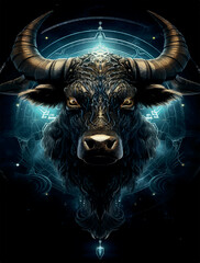 Illustration of zodiac sign of Taurus or the bull