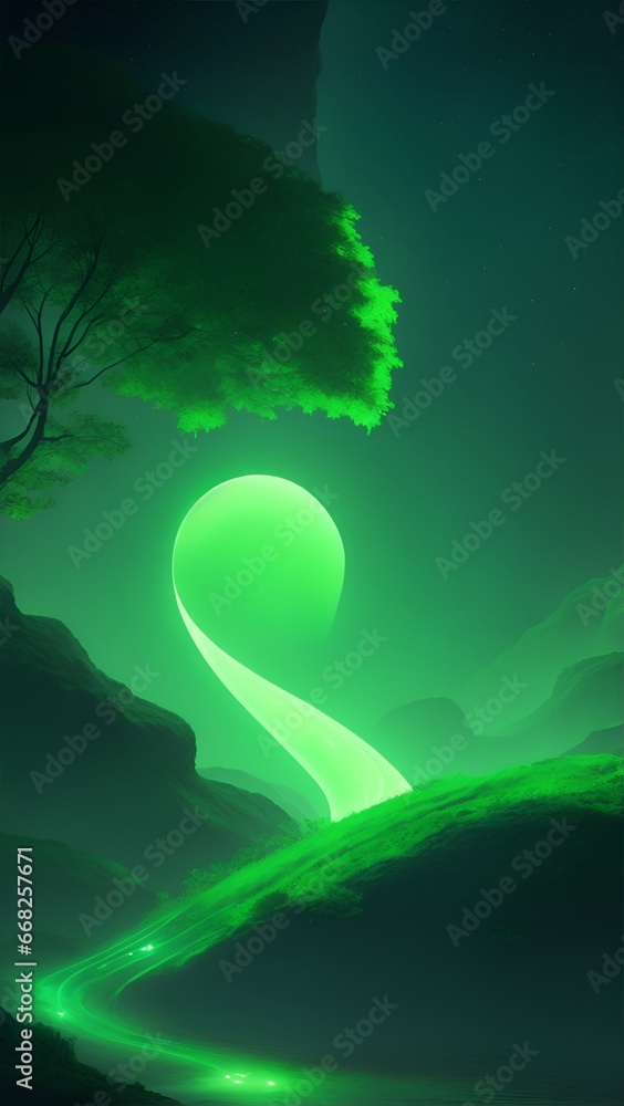 Aufkleber gradient reverie in background. dynamic banner background image. luminescent green gradient fantasy