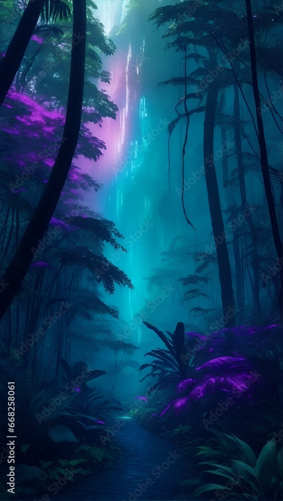 Aufkleber gradient reverie in background. dynamic banner background image. gradient rainforest reverie