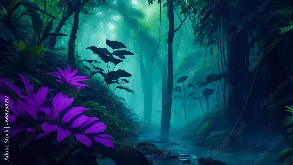 Aufkleber gradient reverie in background. dynamic banner background image. gradient rainforest reverie