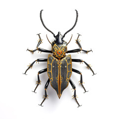 Image of long horned beetle on clean background. Insect. Illustration, Generative AI.