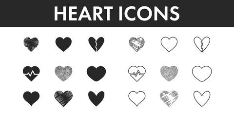 Heart Icons set vector design.