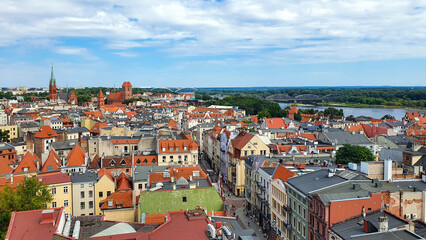 Fototapeta na wymiar View of the city center of Toruń from the town hall tower, Poland