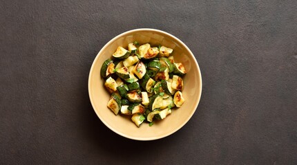 Oven roasted zucchini with garlic and greens