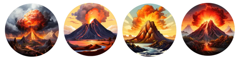 Fotobehang Volcanic Landscape clipart collection, vector, icons isolated on transparent background © DigitalParadise