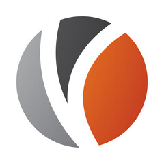 Orange and Black Letter O Icon with a V Shape