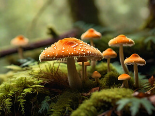 Fototapeta premium Mushroom photography, generative ai