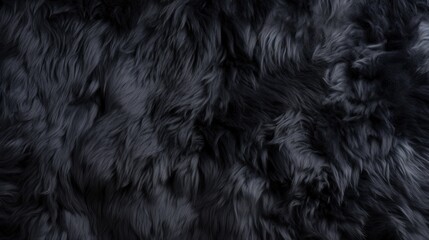 Illustration of black wool texture background, dark natural sheep wool, black seamless cotton, texture of gray fluffy fur, close-up fragment of black wool carpet - obrazy, fototapety, plakaty