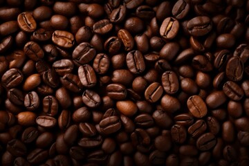 Fototapeta premium Invigorating Coffee background closeup topview. Food cafe. Generate Ai