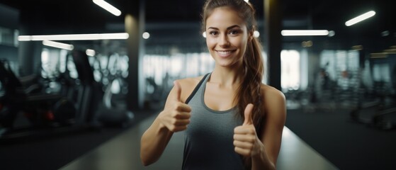 Fototapeta na wymiar Close up image of attractive fit woman / man in gym, Generative AI