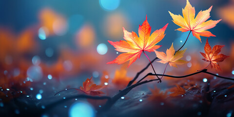Obraz na płótnie Canvas closeup colorful autumn bright autumn leaf, beautiful serene scenery, copy space for greeting card