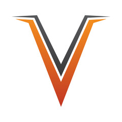 Orange and Black Spiky Shaped Letter V Icon