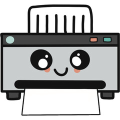Kawaii printer illustration, transparent background