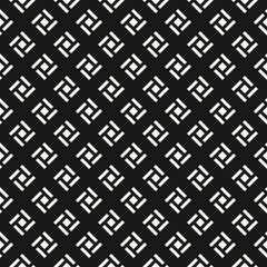 Abstract geometric seamless pattern. Stylish minimal ornament with lines, squares, grid, repeat tiles. Simple black and white geo texture. Modern minimalist background. Dark vector design for decor