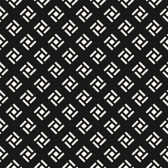 Abstract geometric seamless pattern. Stylish minimal ornament with lines, squares, grid, repeat tiles. Simple black and white geo texture. Modern minimalist background. Dark vector design for decor