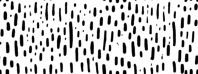 Seamless abstract hand drawn polkadot stripes doodle drawing pattern overlay. Trendy black ink pen wonky polka dot lines textile design illustration on white background.