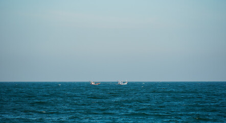 Small fishing boat moored in the sea