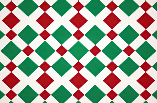 argyle pattern with a red, green and white color Generative AI