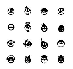 Smiley, funny face emoji icons - obrazy, fototapety, plakaty
