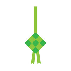 Ketupat icon flat style vector illustration on white background. Malaysian Traditional Ramadan food