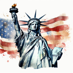 watercolor Statue of Liberty clipart, Generative Ai