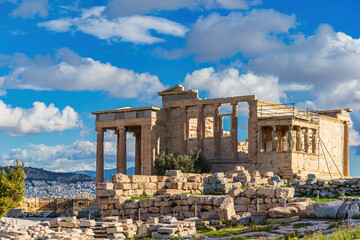 Maiden proch of Erechtheion temple at acropolis site, Athens, Greece - obrazy, fototapety, plakaty