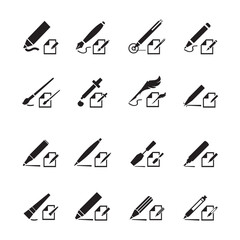 Ink pen or ink vector icon set