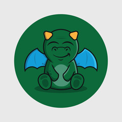 Cute dragon smile cartoon logo design template