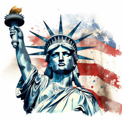 watercolor Statue of Liberty clipart, Generative Ai