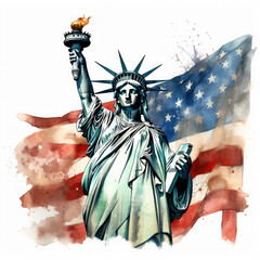 watercolor Statue of Liberty clipart, Generative Ai