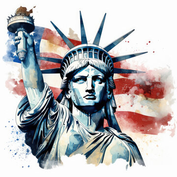 watercolor Statue of Liberty clipart, Generative Ai