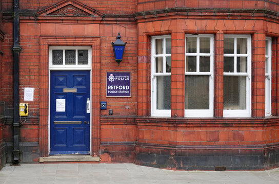 Retford, UK - March 3, 2023: A traditional police station in the town of Retford, Nottinghamshire, UK. 