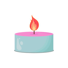 Illustration with candle in aluminum can. Icon for relax, spa and aromatherapy. Hand drawn style.