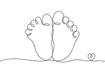 Baby's feet. One line