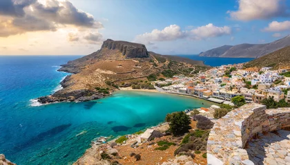 Gordijnen kapsali village and beach view from the top of castle of chora fortezza kythera island greece © Art_me2541