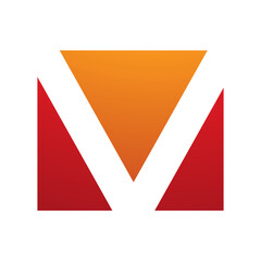Orange and Red Rectangular Shaped Letter V Icon