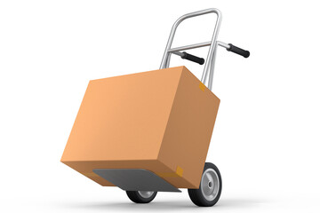 Airport luggage cart or baggage trolley side with cardboard boxes or cartons