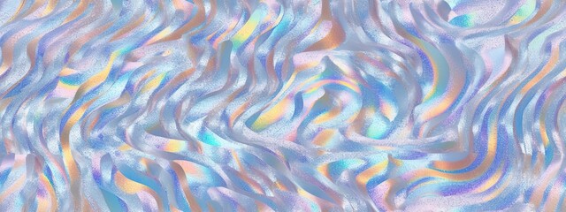 Seamless shiny iridescent rainbow glitter holographic foil background texture. Abstract Soft pastel unicorn gradient holographic reflective repeat pattern. Christmas New Years eve party flyer backdrop