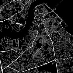 1:1 square aspect ratio vector road map of the city of  South Shields in the United Kingdom with white roads on a black background.