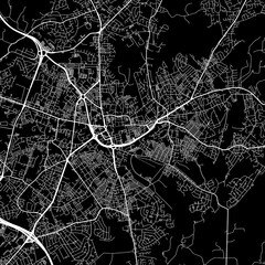 1:1 square aspect ratio vector road map of the city of  Oldham in the United Kingdom with white roads on a black background.