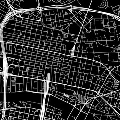 1:1 square aspect ratio vector road map of the city of  Glasgow Center in the United Kingdom with white roads on a black background.