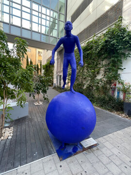Modern public sculpture titled Assailant by the famous Israeli artist Ofra Zimbalista, Frishman Street, Tel Aviv, Israel