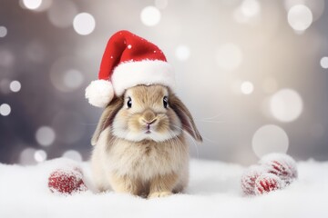 Christmas Rabbit. A Fun and Festive Bunny with Fluffy Fur Celebrating the Holidays