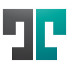 Persian Green and Black Bold Split Shaped Letter T Icon