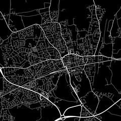 Naklejka premium 1:1 square aspect ratio vector road map of the city of Maidenhead in the United Kingdom with white roads on a black background.