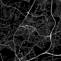 1:1 square aspect ratio vector road map of the city of  Aldershot in the United Kingdom with white roads on a black background.