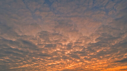 nice sundown goldish clouds on the sky backdrop - photo of nature - obrazy, fototapety, plakaty