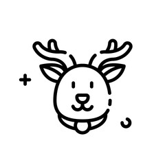 Deer Head Icon Illustration. Impala Head Vector. Merry Christmas and Winter Element Decoration.
