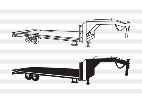Big Tex Trailers SVG, Flatbed Semi Truck Svg, Flatbed Gooseneck Trailer Svg, Semi Cargo Trailer Bundle